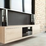 Wooden home entertainment center constructed with LC P-16 connectors