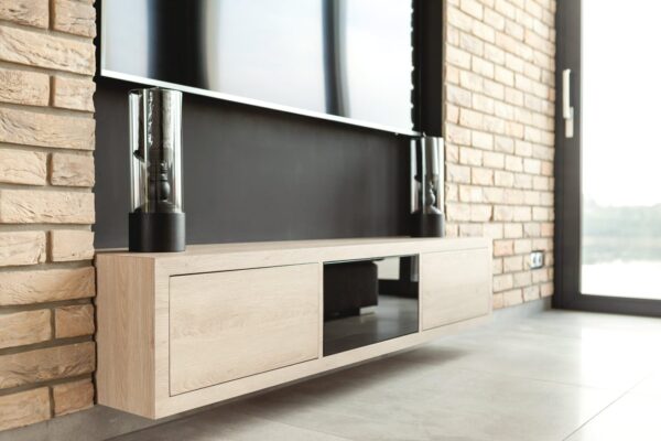 Wooden home entertainment center constructed with LC P-16 connectors